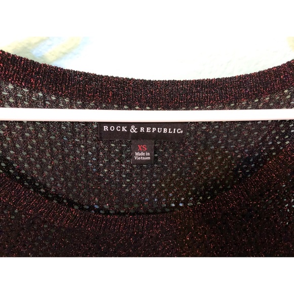 Rock & Republic Red and Black Sparkly Mesh Sweater - Picture 4 of 5